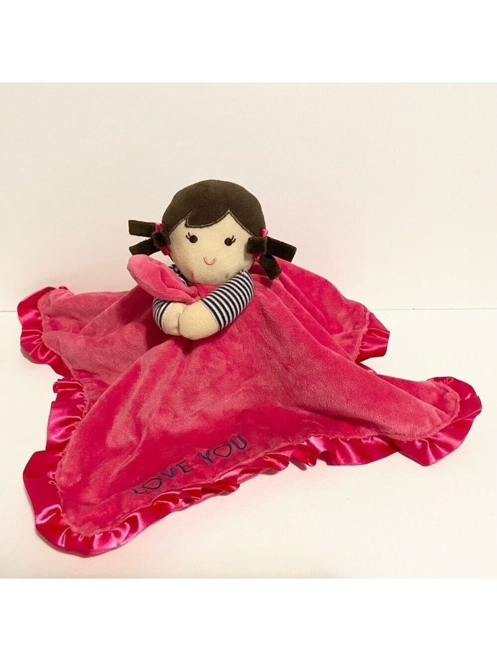 Carters Pink Doll Lovey Love You Satin Trim Baby Girl Soft Cuddle Toy 2013 Lovie